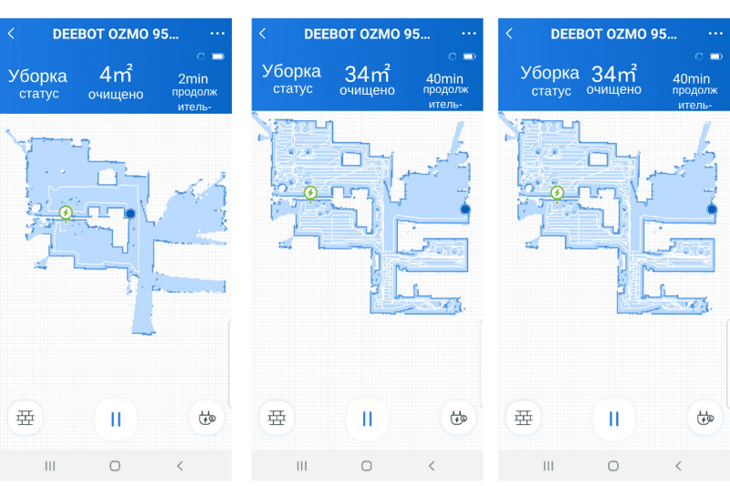 Процесс составления карты Deebot OZMO 950 в собственном приложении Ecovacs Арр